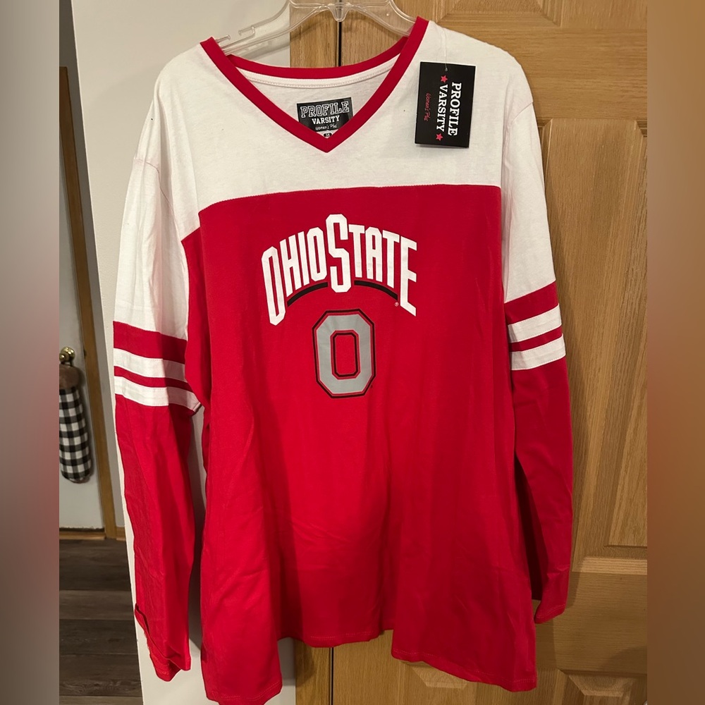 Ohio State Women's Long Sleeve Tee - Red and White